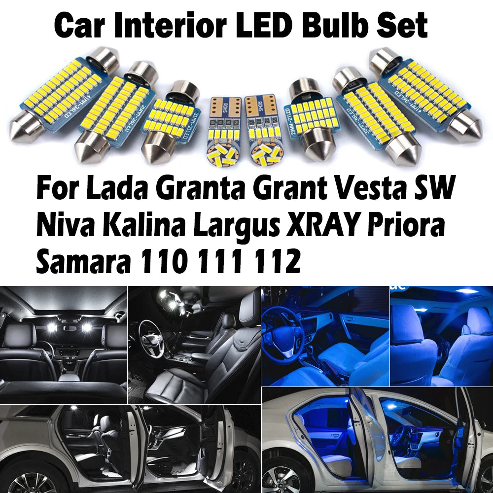 LED Interior Light Kit for Lada Granta Grant Vesta SW Niva Kalina Largus XRAY Priora Samara 110 111 112 Car Bulb LED ...