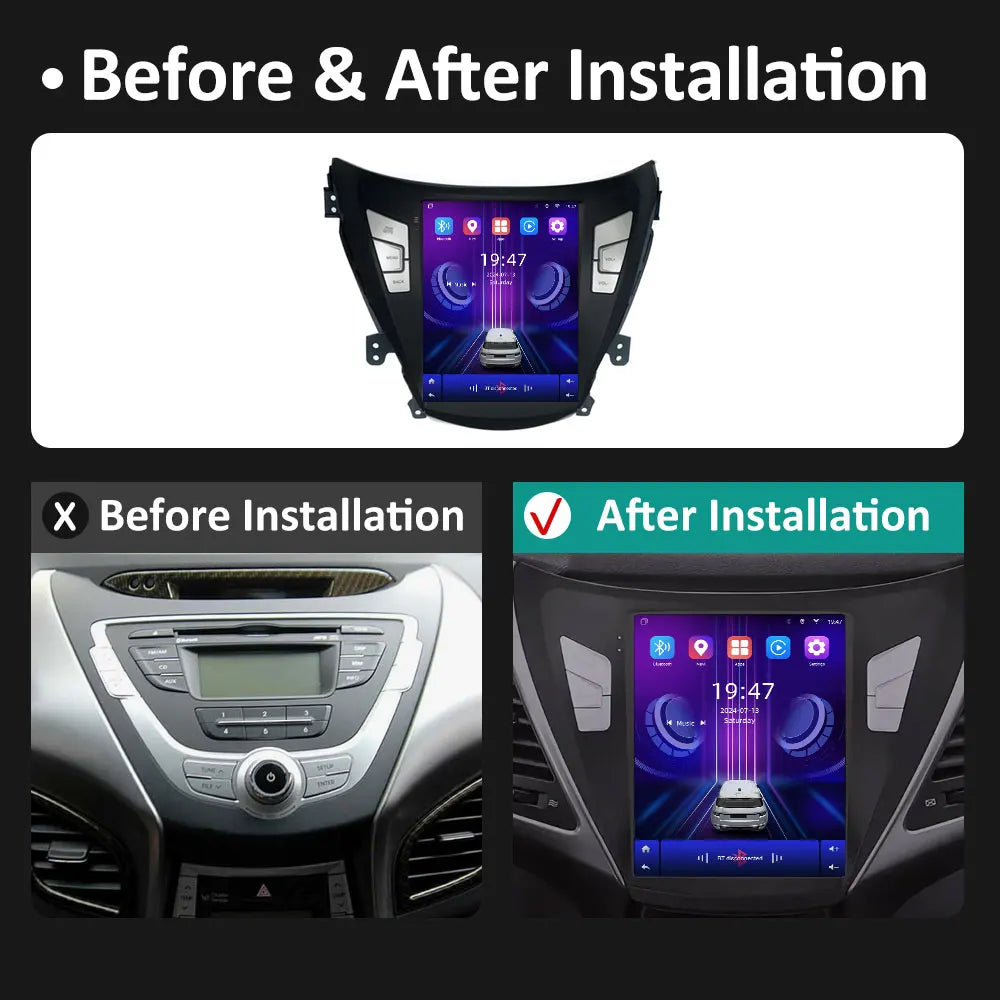 Android 14 for Hyundai Elantra 2012 - 2013 Car Video Multimedia Player Wireless Carplay WI