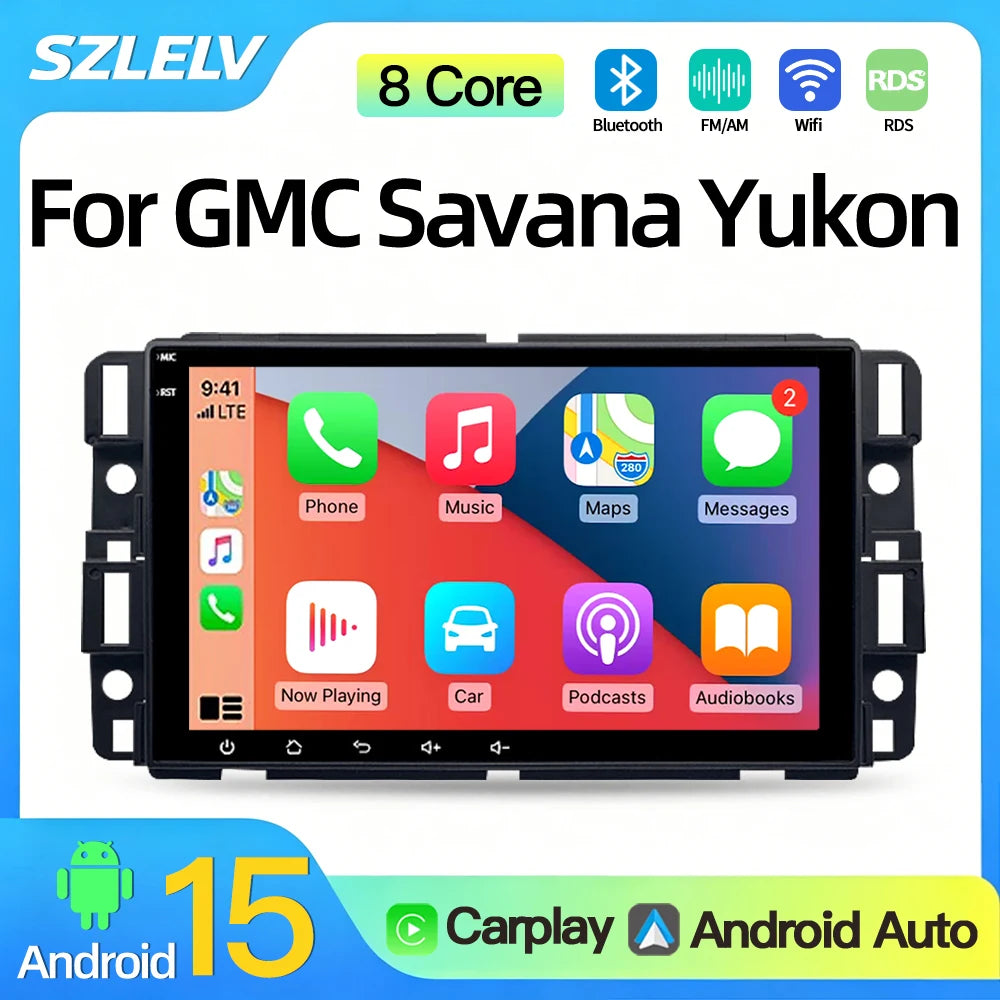SZLELV Android 15 Carplay Car Radio For Chevrolet Silverado Impala GMC Yukon Acadia Naviga