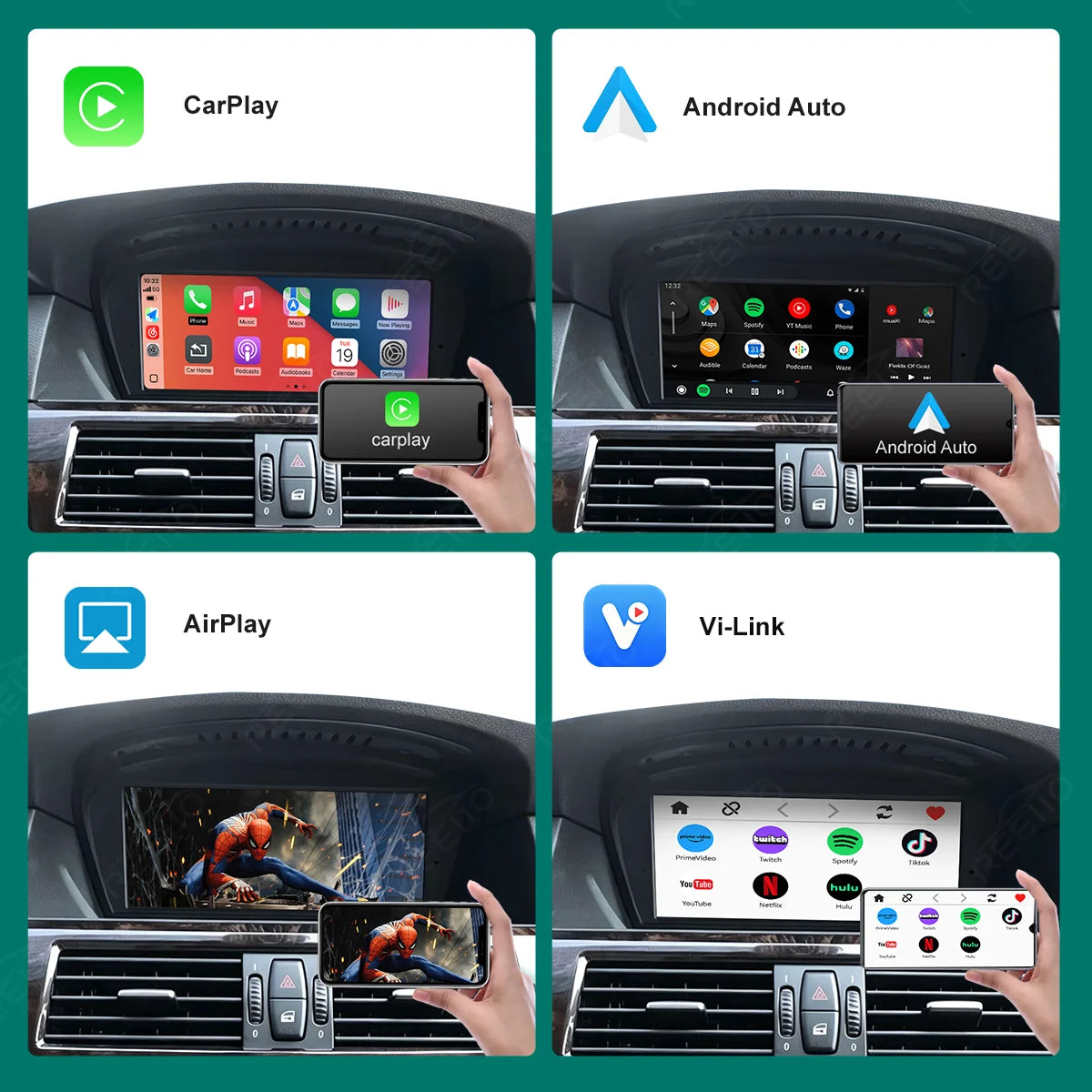 REEIIO 8.8 Inch Linux CarPlay Android Auto Screen For BMW 3 5 Series E60 E90 2005-2010 CCC