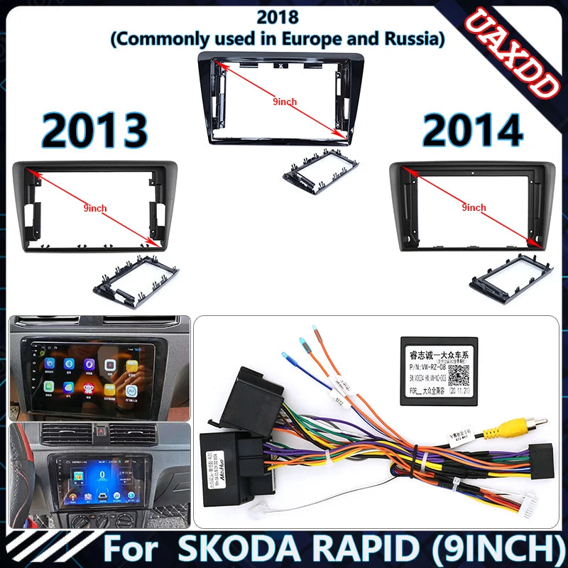 For 2013-2018 Skoda Rapid Spaceback 9INCH Car Frame Fascia Adapter Android Radio Dash Fitt