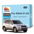 LED Interior and Exterior Light Kit For Toyota RAV4 2001 2002 2003 2004 2005 Headlight Fog Turn Lamp Parking Brake Reverse Light