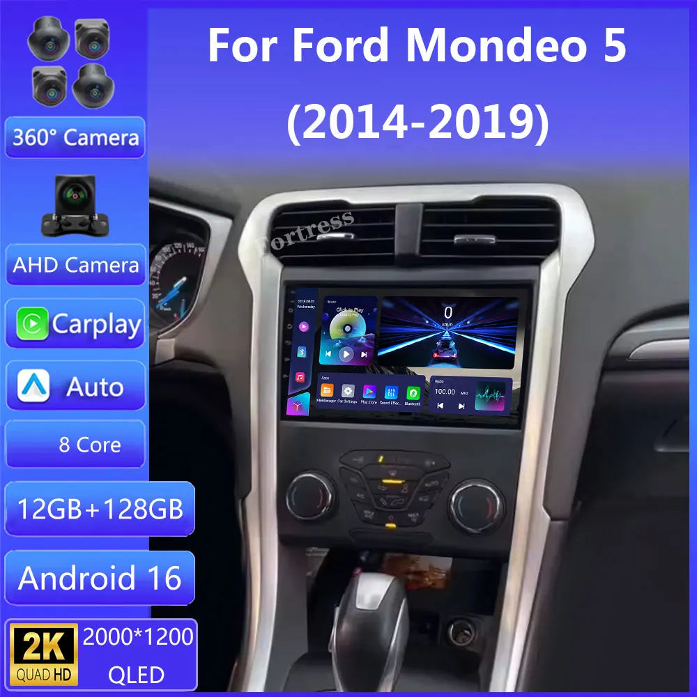 Android 16 GPS Navigation QLED Touch Screen For Ford Fusion Mondeo 5 2014-2019 Auto Radio