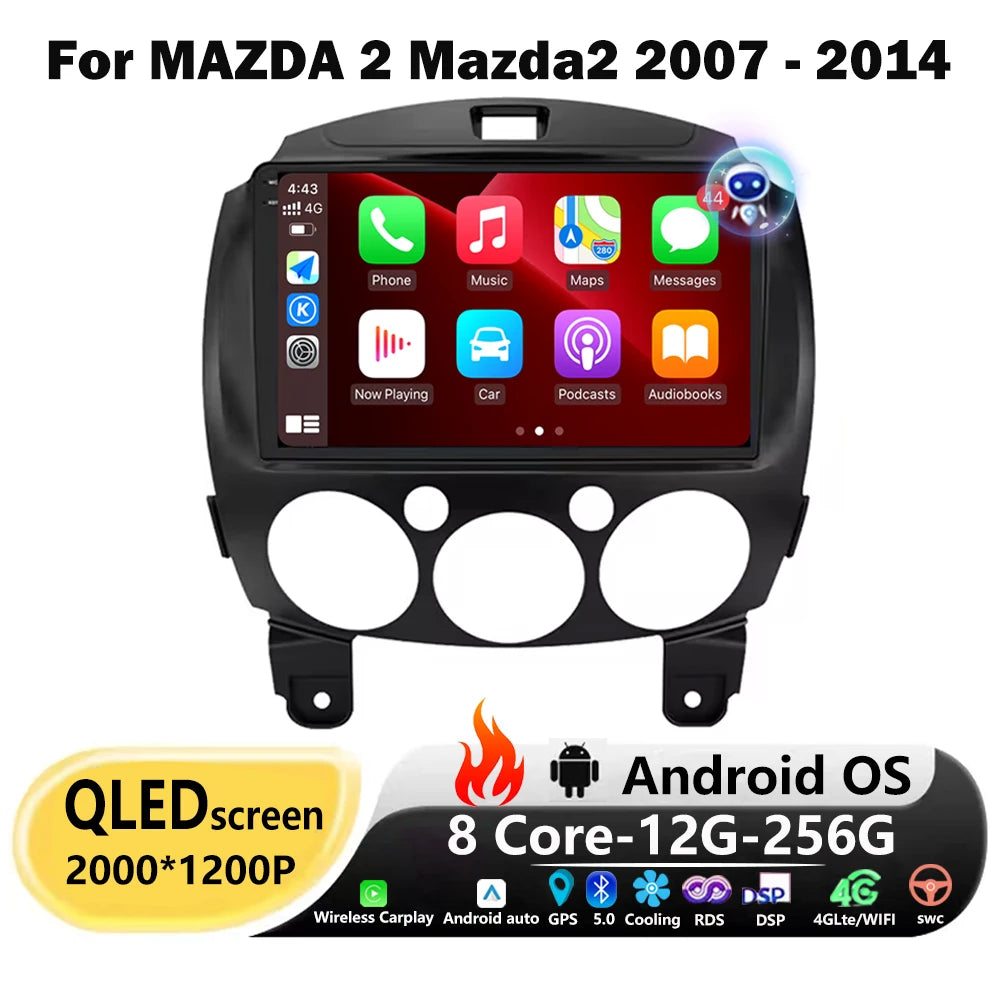 Wireless Carplay For MAZDA 2 Mazda2 2007-2014 Android 16 Auto Car Radio Multimedia Video P