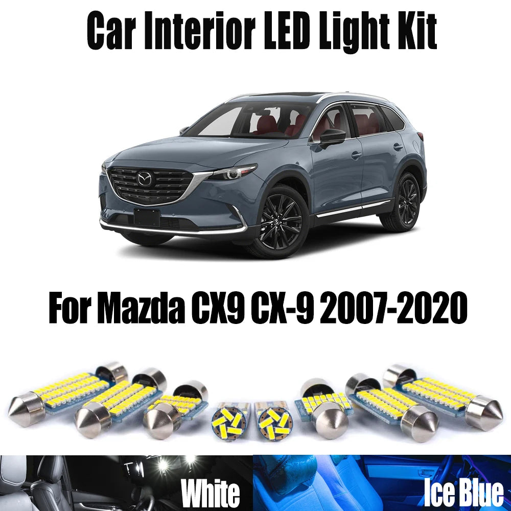 13-Piece LED Interior Light Kit for Mazda CX9 CX-9 2007- 2018 - Canbus Dome Map Door Trunk Bulbs | AUTOKITSHOP