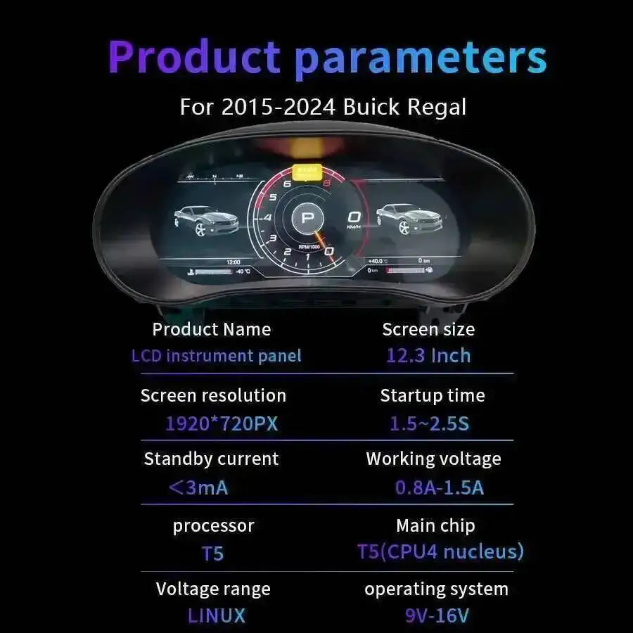 12.3" LCD Instrument Cluster For Opel Astra J For Buick Excelle 2010-2014 Virtual Cockpit