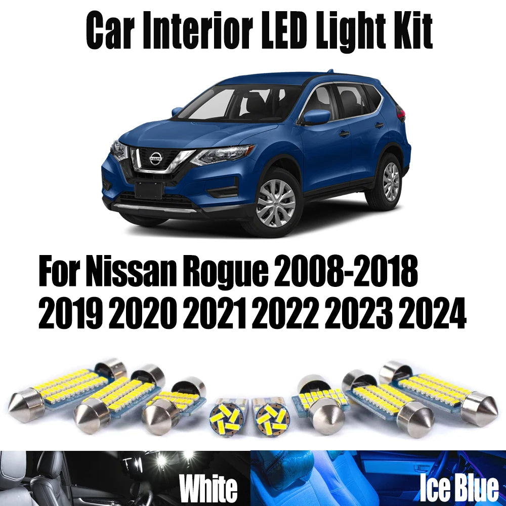 LED Interior Light Kit for Nissan Rogue 2008- 2018 - Canbus Dome Map Door Trunk Bulbs | AUTOKITSHOP