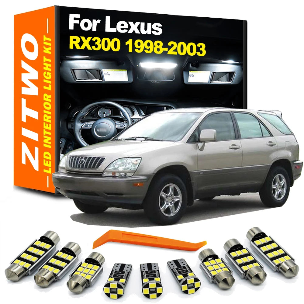 ZITWO 14Pcs LED Interior Lamp Kit For Lexus RX RX300 1998 1999 2000 2001 2002 2003 Dome Map Read - Canbus LED Car Light