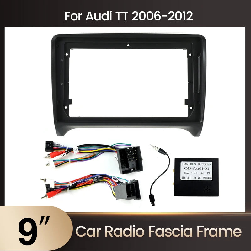 For Audi TT MK2 8J 2006 2007-2012 9inch Android Car Radio Fascia Frame Harness Canbus Box