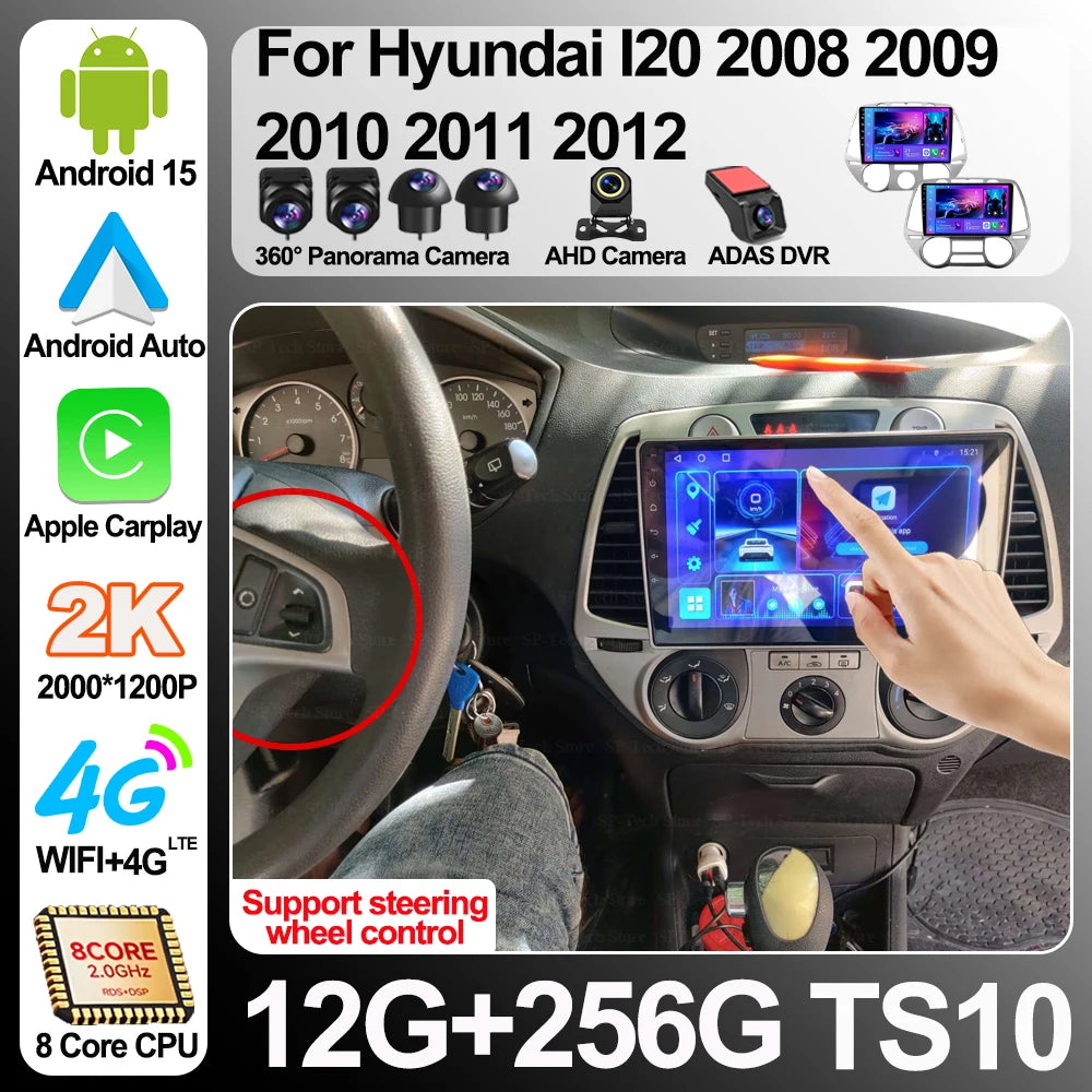 Android15 Car Radio For Hyundai I20 2008 2009 2010 2011 2012 Multimedia Video Wireless Car | AUTOKITSHOP
