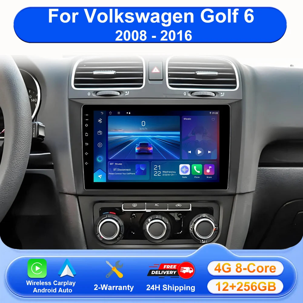 Car Android 16 GPS Navigation For Volkswagen Golf 6 2008 - 2016 Auto Radio Stereo Head Uni