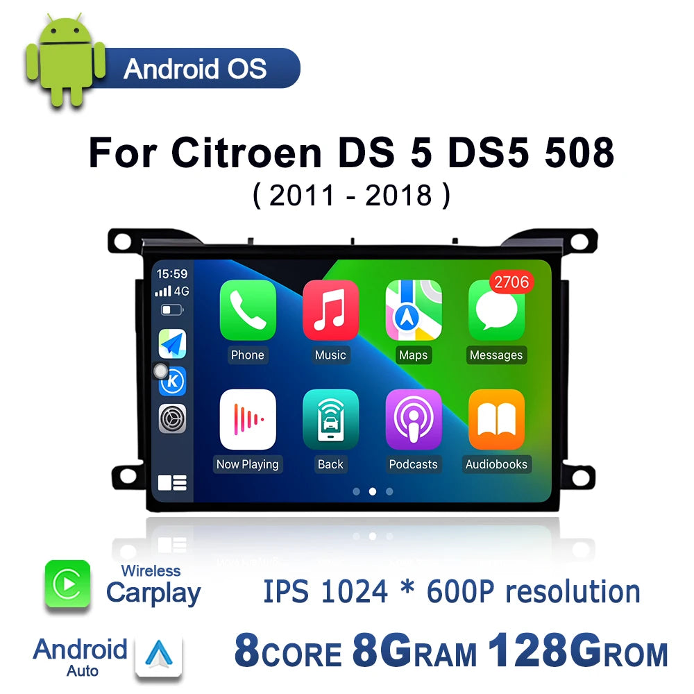 Android OS For Citroen DS 5 DS5 508 2011 - 2018 Intelligent Car Radio Multimedia Touch Dis