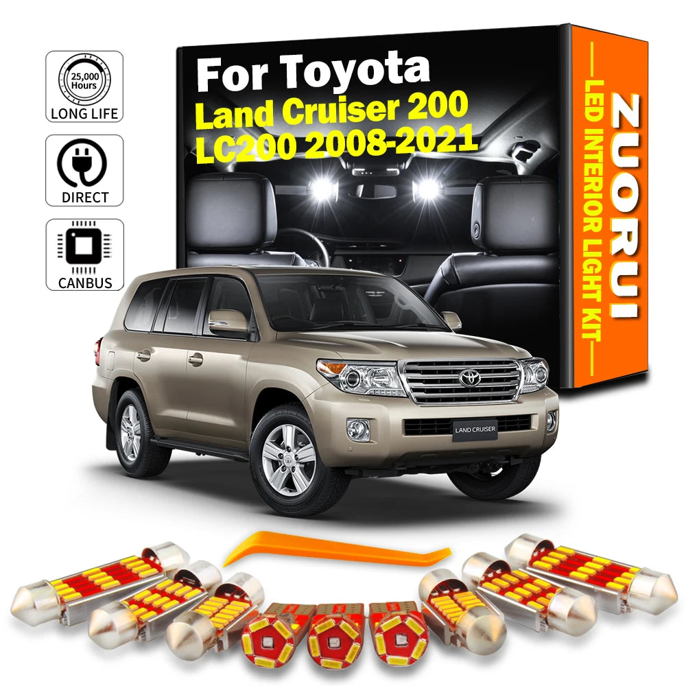 16-Piece LED Interior Light Kit for Toyota Land Cruiser 200 LC200 2008 - 2021 - Canbus Dome Map Door Trunk Bulbs | AU...