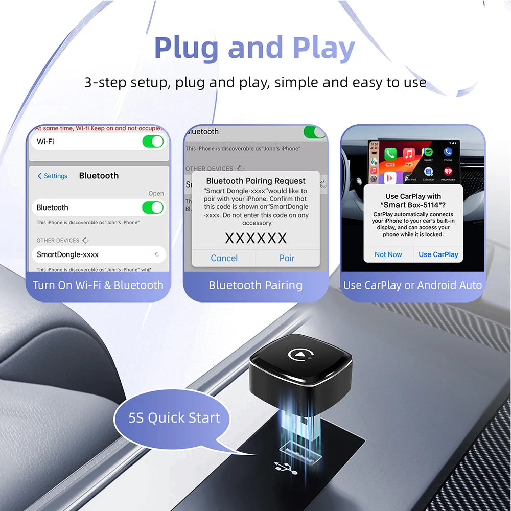 Wireless CarPlay Android Auto Adapter USB Dongle Smart Mini Box Plug And Play Universal Fo | AUTOKITSHOP