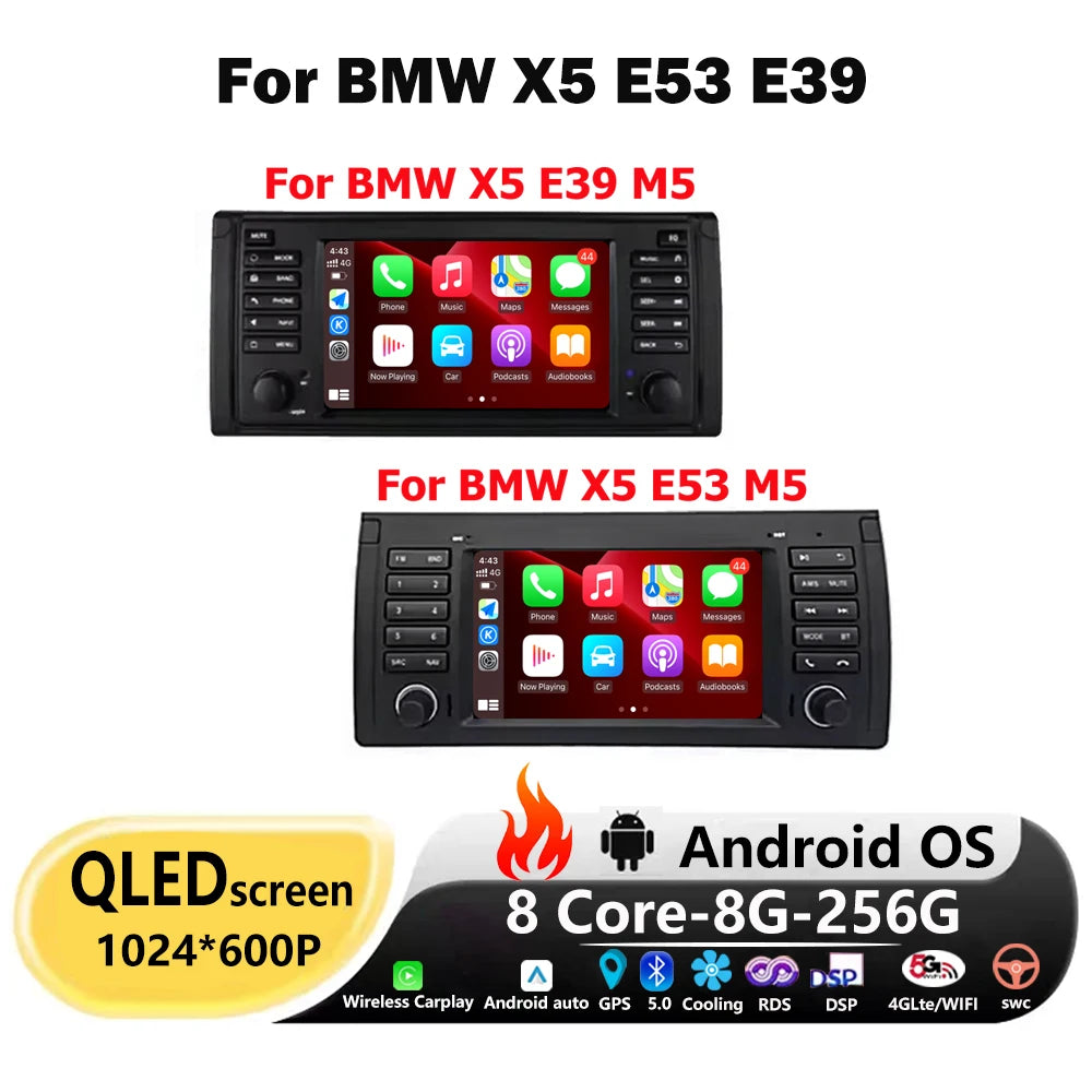 For BMW X5 E53 E39 7'' Android 16 Auto Car Radio Stereo Multimedia Navigation GPS Video Pl
