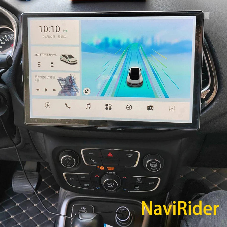 Car AutoRadio13.3inch For Jeep Compass Android 14 Multimedia Navigation GPS Player WIFI+4G | AUTOKITSHOP