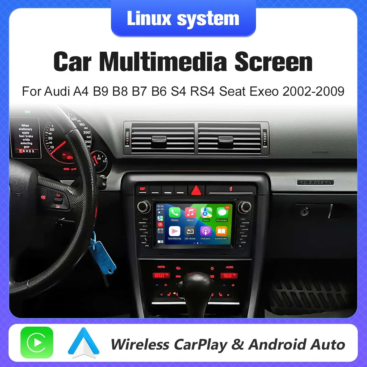 7''Car Radio For Audi A4 B6 S4 RS4 B7 SEAT Exeo 2002-2009 Sportback Multimedia GPS Autorad