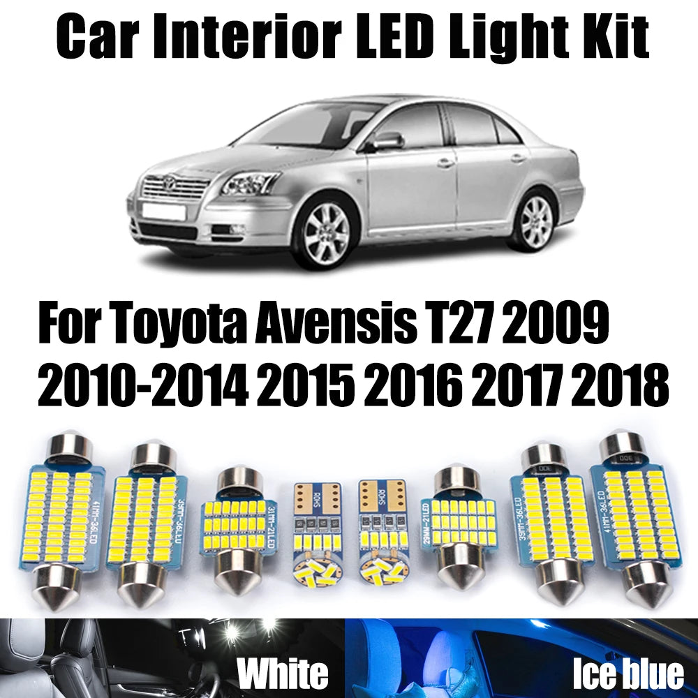 14-Piece LED Interior Light Kit for Toyota Avensis T27 2009 - 2017 - Canbus Dome Map Door Trunk Bulbs | AUTOKITSHOP