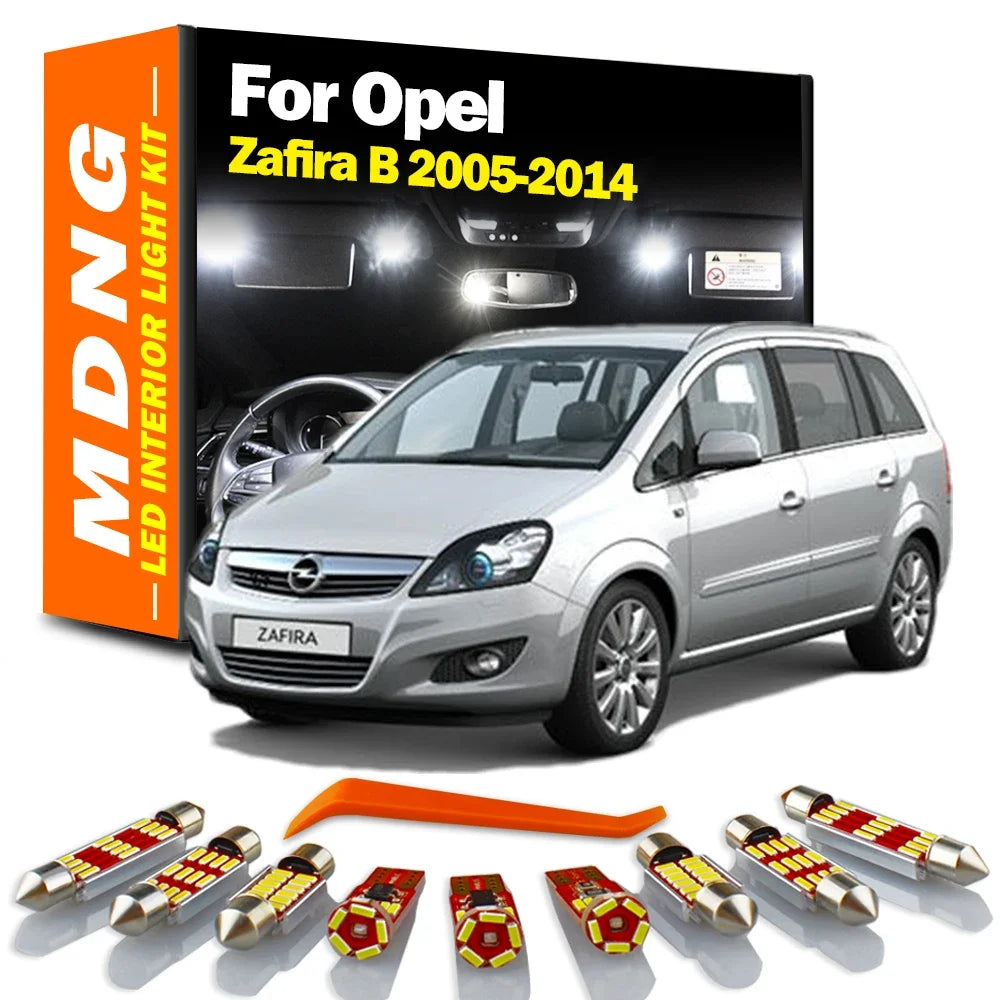 11-Piece LED Interior Light Kit for Opel Zafira B 2008-2014 - Canbus Dome Map Door Trunk Bulbs | AUTOKITSHOP