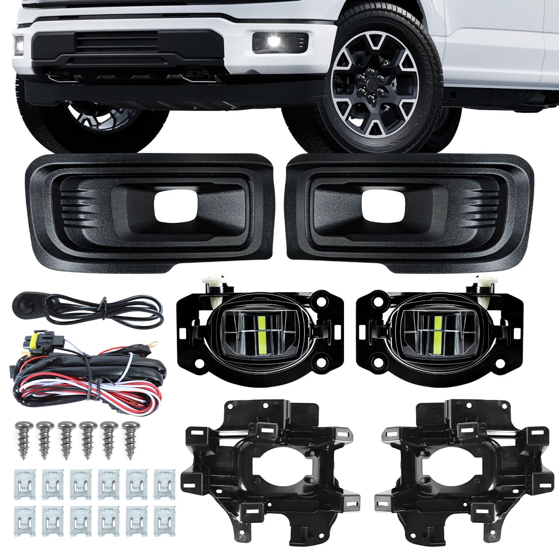 For Ford F-150 2024 2025 STX XL XLT LED DRL Fog Lamps Car Front Bumper Headlights DRL Dayt | AUTOKITSHOP