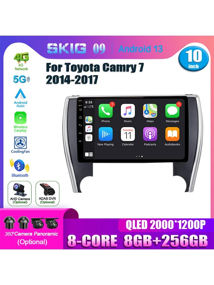 Multimedia Video Player For Toyota Camry 7 2014 - 2017 Car GPS Navigation Radio Carplay 5G