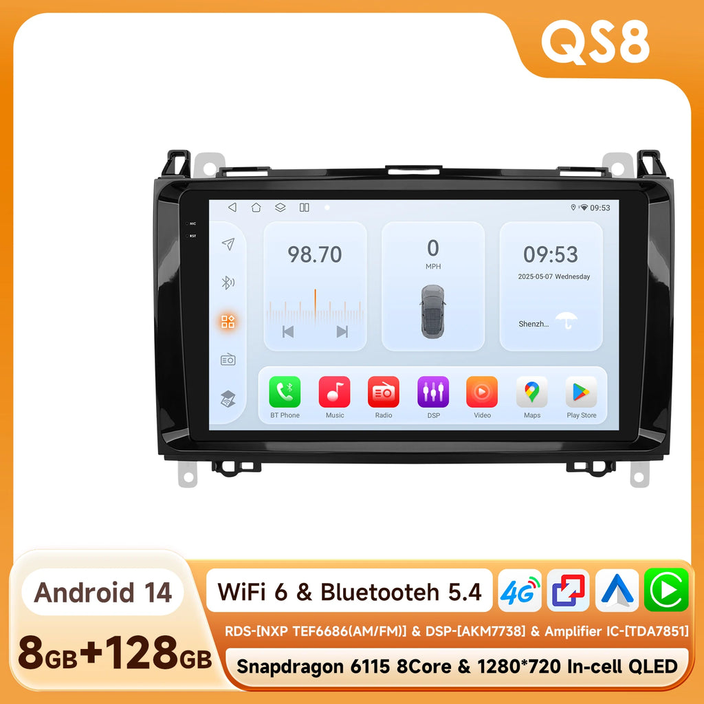 Carplay Android 14 Car radio Autoradio For Mercedes Benz W169 A150 A160 A170 W245 B200 W63