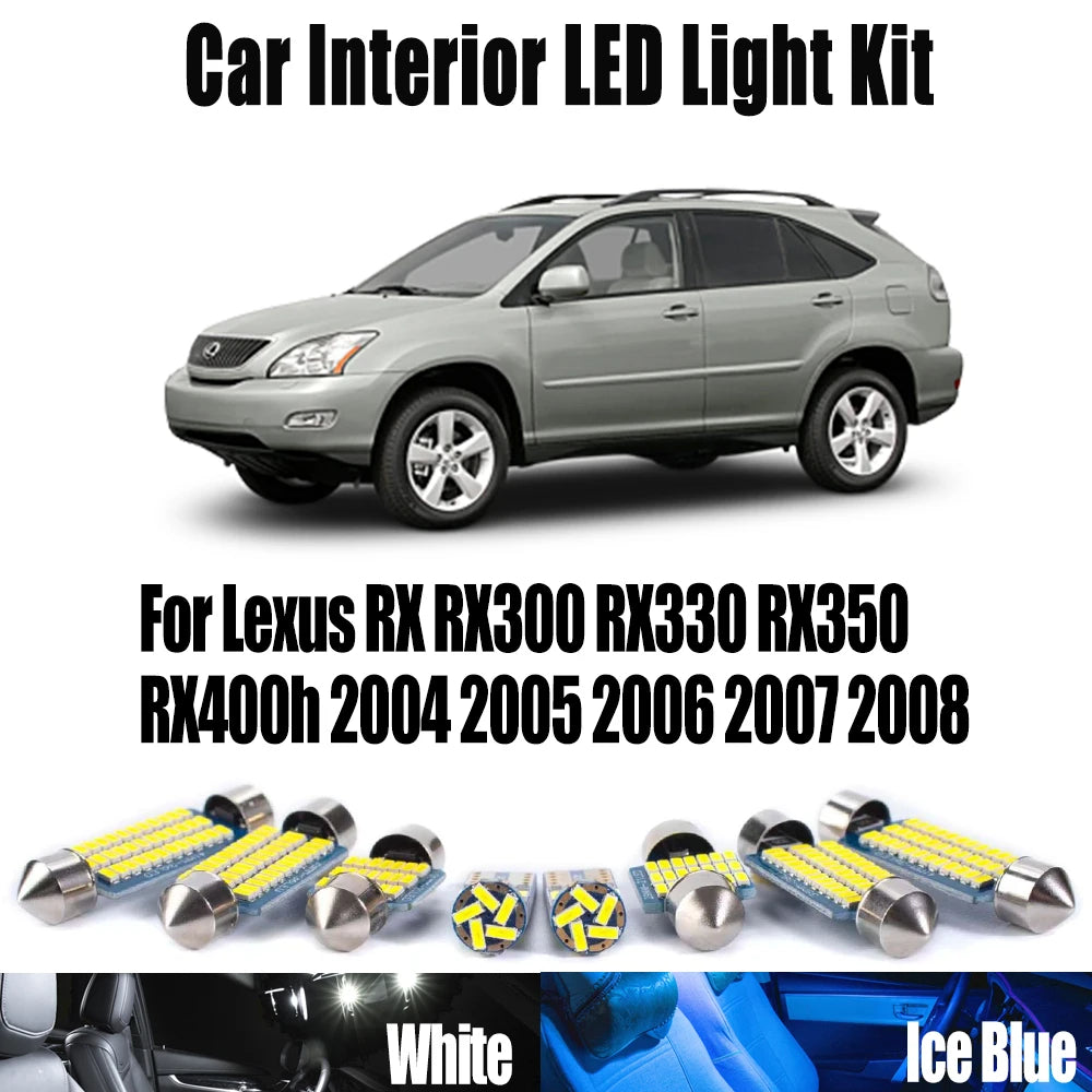 20-Piece LED Interior Light Kit for Lexus RX RX300 RX330 RX350 RX400h - Canbus Error-Free Bulbs | AUTOKITSHOP