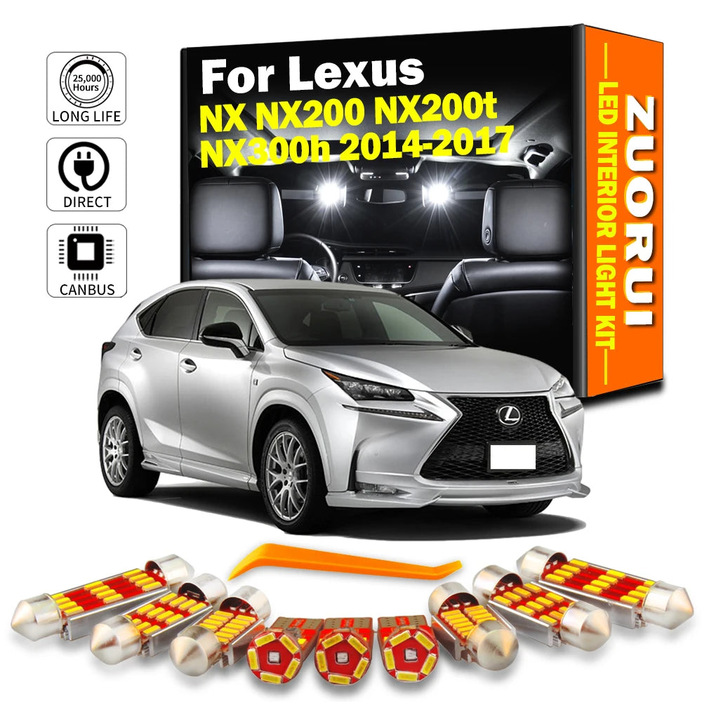 8-Piece LED Interior Light Kit for Lexus NX NX200 NX200t NX300h - Canbus Error-Free Bulbs | AUTOKITSHOP