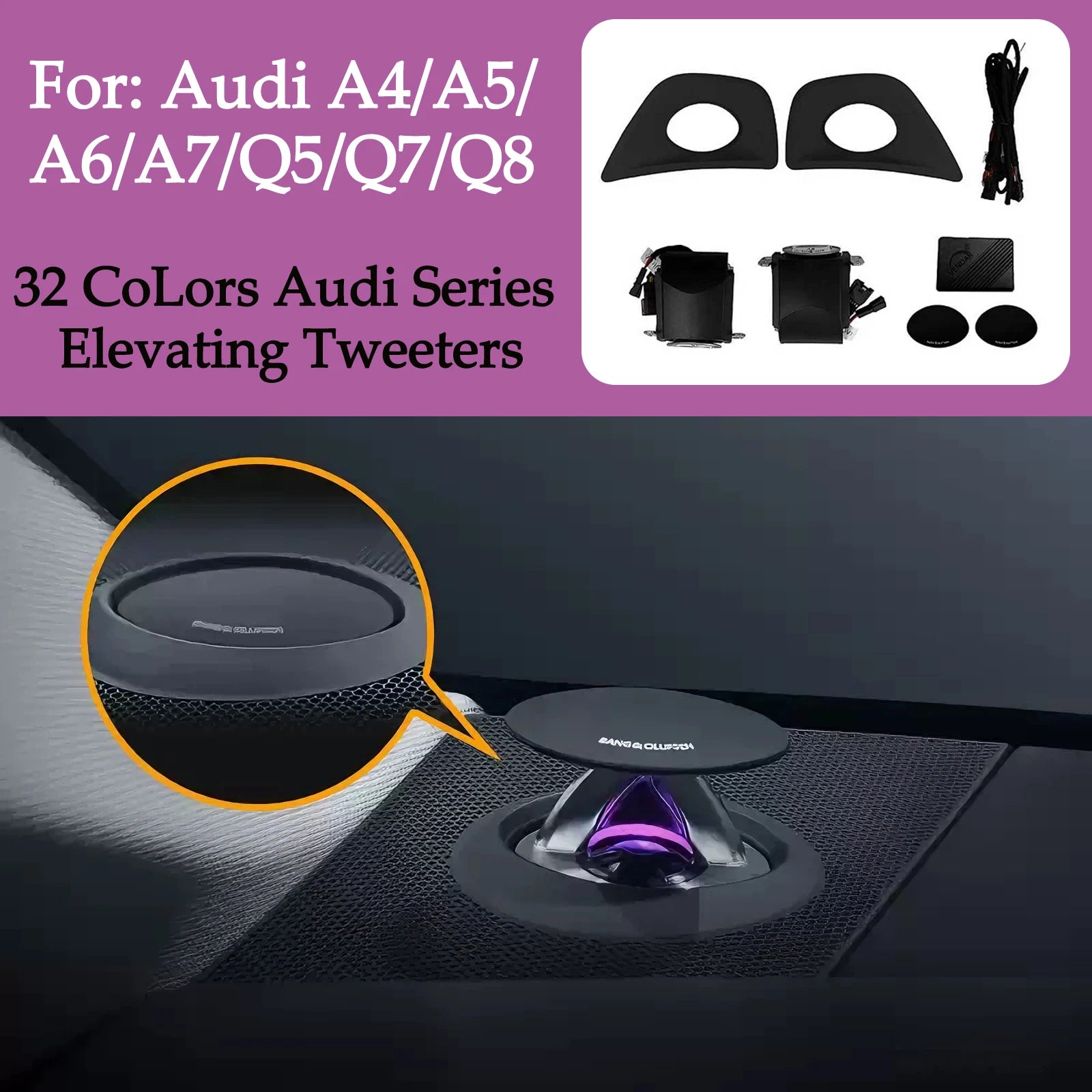 32 Color Tweeter Speaker for Audi A7 Q5 A6 - RGB LED Ambient Speaker Car Interior Light