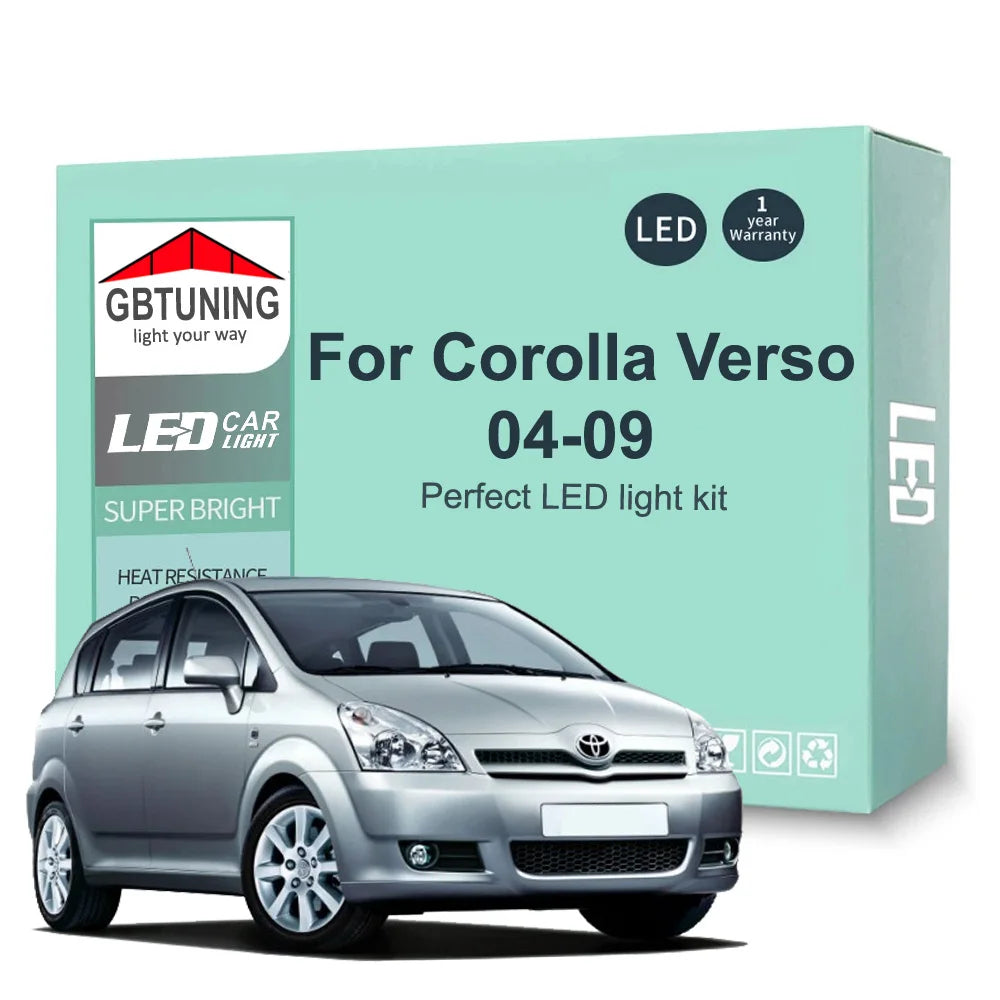 14-Piece LED Interior Light Kit for Toyota Corolla Verso - Canbus Error-Free Bulbs | AUTOKITSHOP