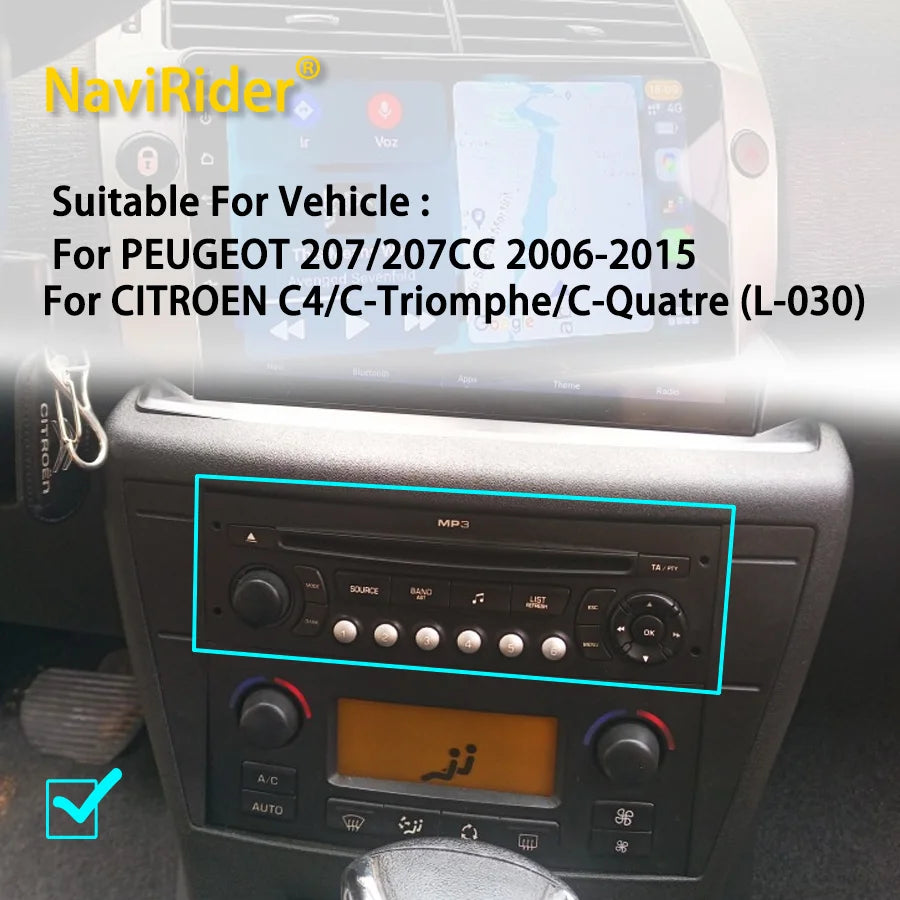 OEM Same Size Car Android Screen Control Panel For PEUGEOT 207 207CC 2006-2015 For Citroen