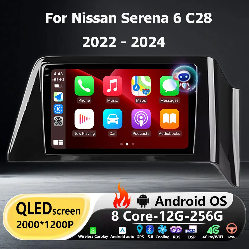 Car Radio Multimedia Video Player GPS Navigation QLED Touch Screen For Nissan Serena 6 C28