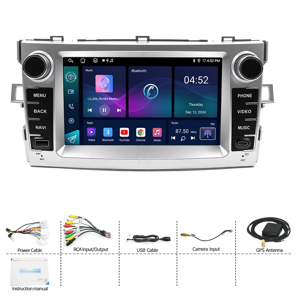 7" Android Car Radio GPS Type-C for Toyota Vellfire 2018-2019 - CarPlay Android Auto Bluetooth Steering Control