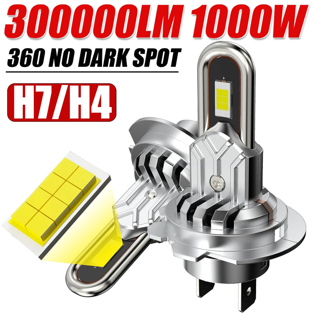 Turbo H7 H4 LED High Low Beam Headlamp Canbus Error Free Car Headlight H7 LED CSP Chip Aut