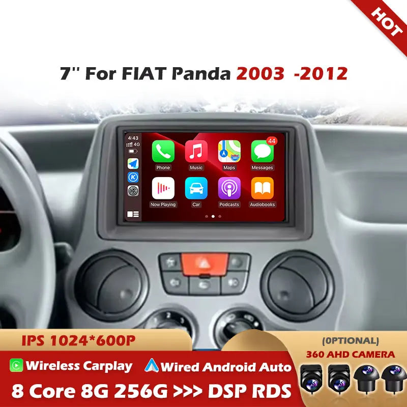 7" Car Radio For FIAT Panda 2003 2004 2005 2006 2007 -2012 Android 16 Stereo Multimedia Pl