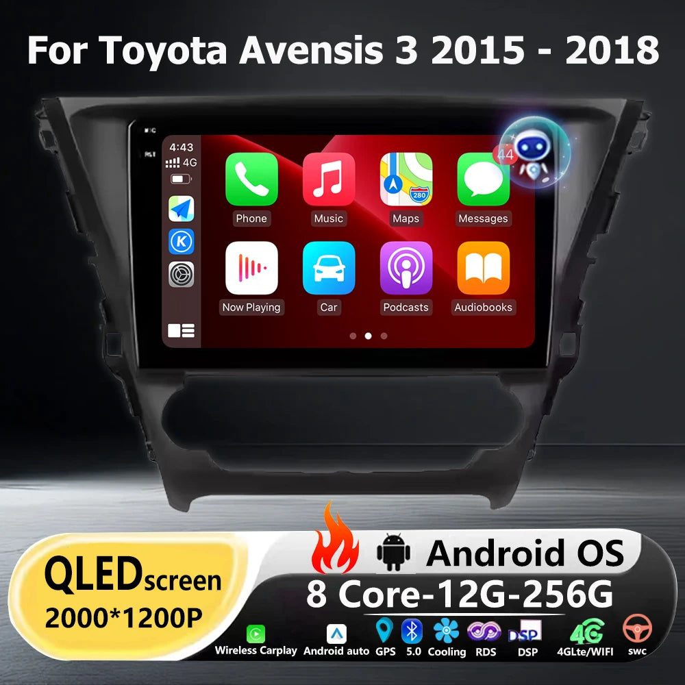 Wireless Carplay For Toyota Avensis 3 2015 - 2018 Android 16 Auto Car Radio Multimedia Vid