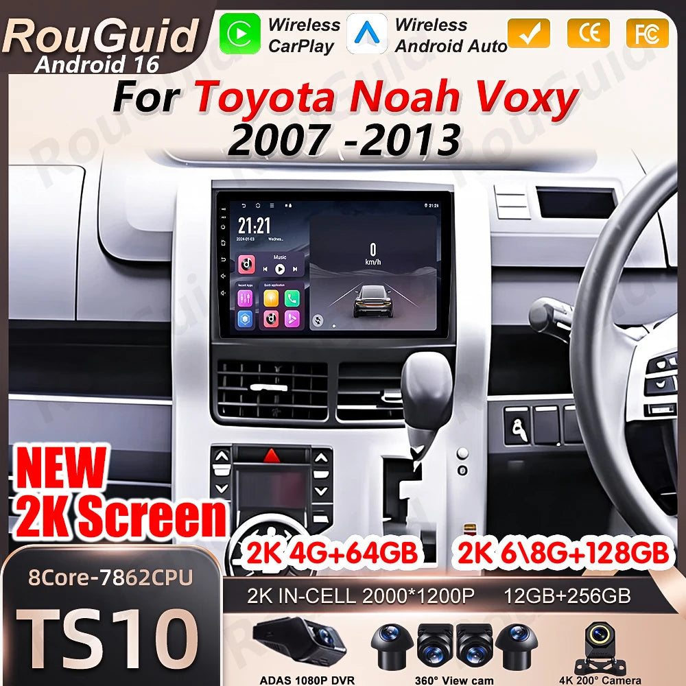 Android 16 Auto Car Radio For Toyota Noah Voxy 2007 2008 2009 2010 2011 2012 2013 Video Mu | AUTOKITSHOP