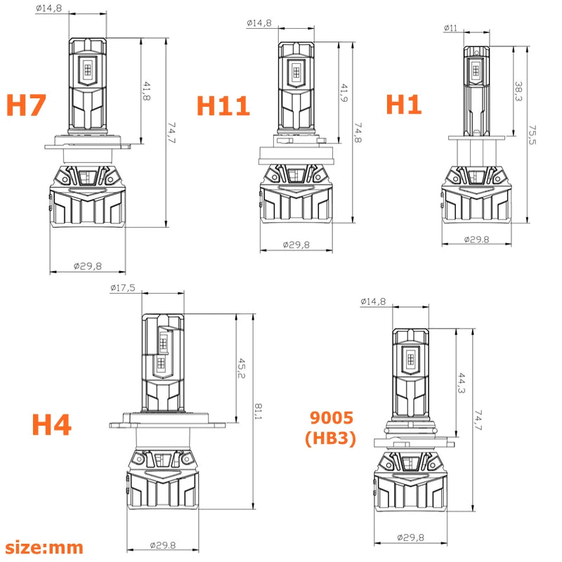 H7 LED 12V-24V 90W Led Headlight H1 H4 H8 H7 H11 9005 9006 HB3 HB4 10000lm Car Led Headlig