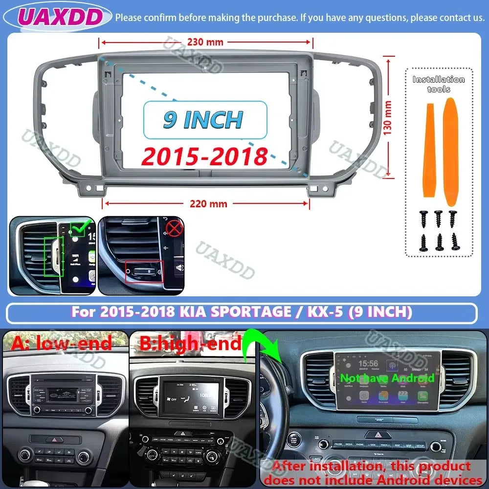 For 2015-2020 KIA SPORTAGE KX-5 KX5 9INCH CD Car Android frame panel fascia cable video ha
