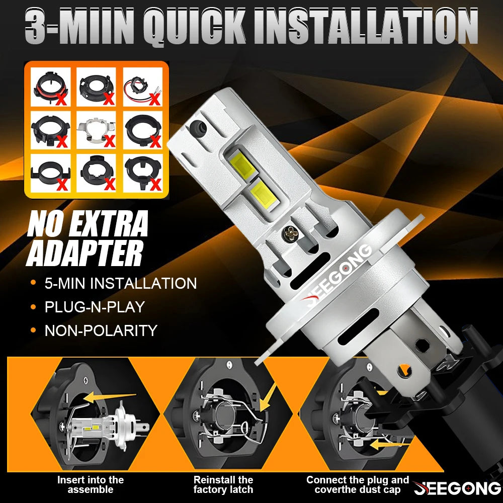 H4 H7 9003 HB2 LED Headlight Plug And Play CANBUS Led Headlamp Wireless Quick Installation