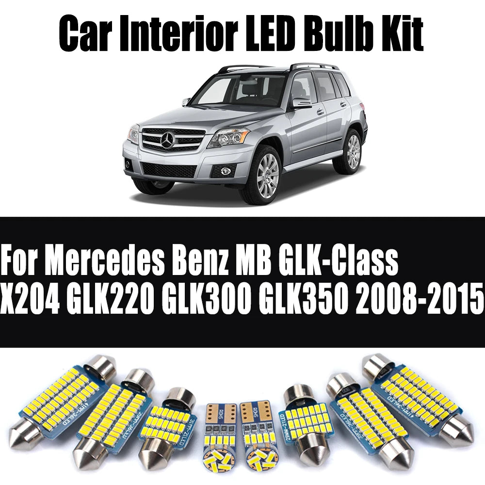 18-Piece LED Interior Light Kit for Mercedes Benz MB GLK-Class X204 GLK220 GLK300 GLK350 2008-2015 - Canbus Dome Map ...