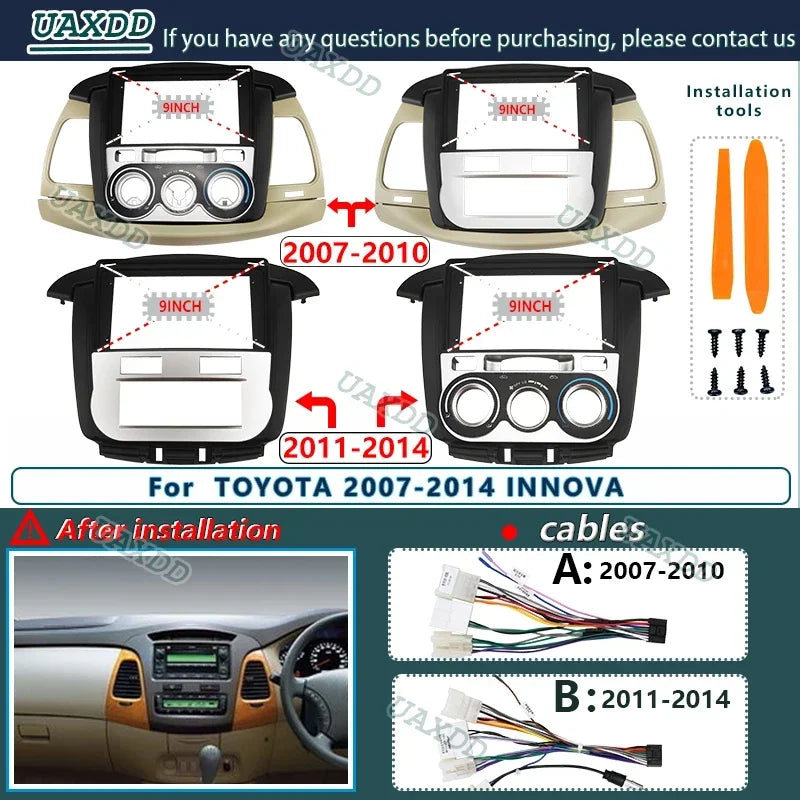 For TOYOTA 07-10 INNOVA 9INCH Car DVD Radio Android Stereo Harness audio screen accessorie