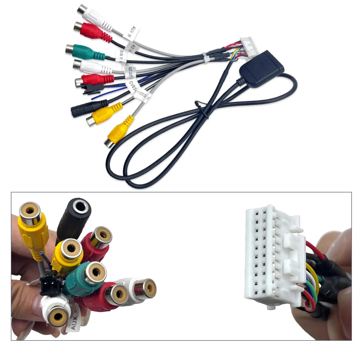 Universal 20 Pin RCA Cable for Android Car Stereo Radio Subwoofer Amp AUX Adapter with SIM