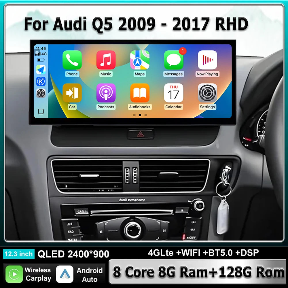 RHD For Audi Q5 2009 - 2017 Car Radio Video Multimedia Player GPS Navigation Android 16 Wi