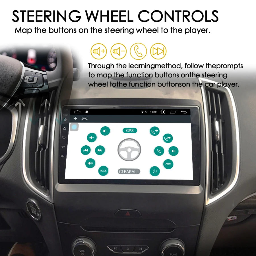 Wireless CarPlay Android 14 AI Voice Car Radio Stereo 128GB GPS Navigation For Ford Edge S