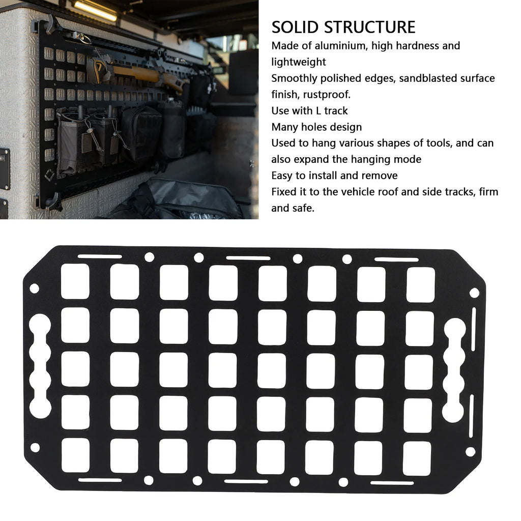 1Pc 3 Sizes Truck Bed Molle Panel Aluminium Alloy Multifunctional L Track Storage Organizer for  - Automotive LED Light