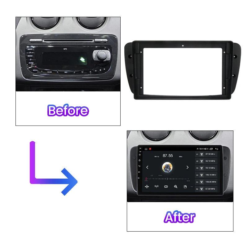 2 Din Car Radio Fascia Frame for Seat Ibiza 6j 2009 - 2013 9 INCH Android Player Dash Kit  | AUTOKITSHOP