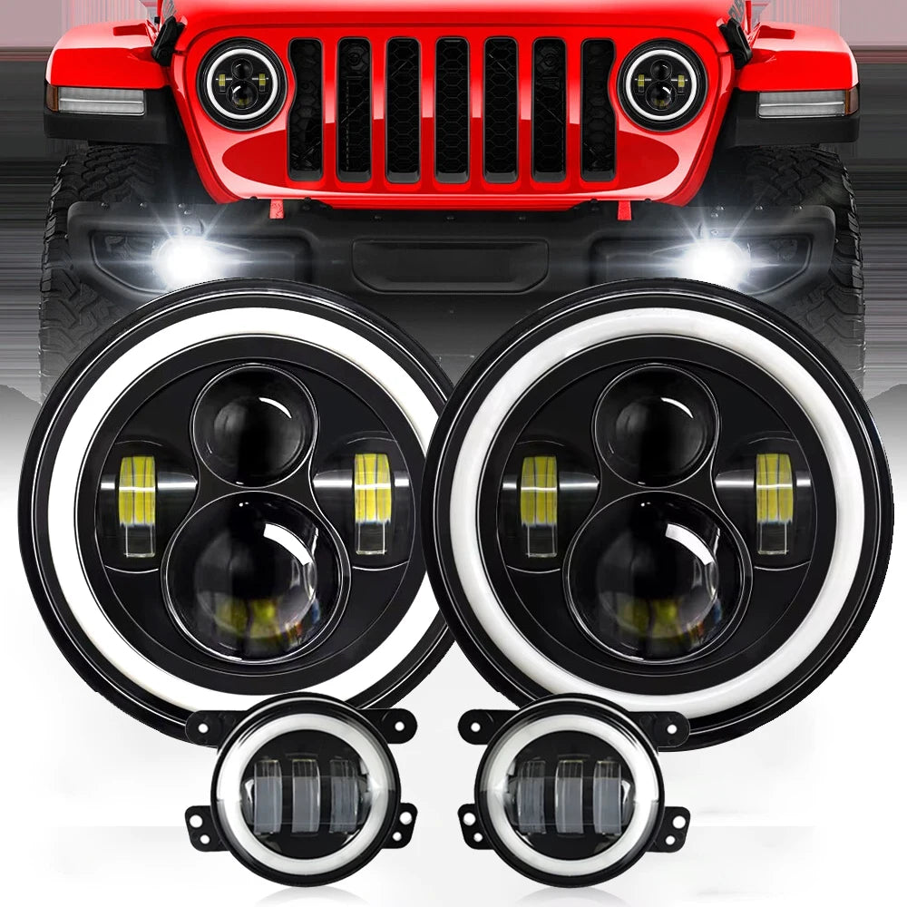 7 Inch LED Headlights Filed 4x4 Turn Signal Round HeadLight for Land Rover Defender Lada N