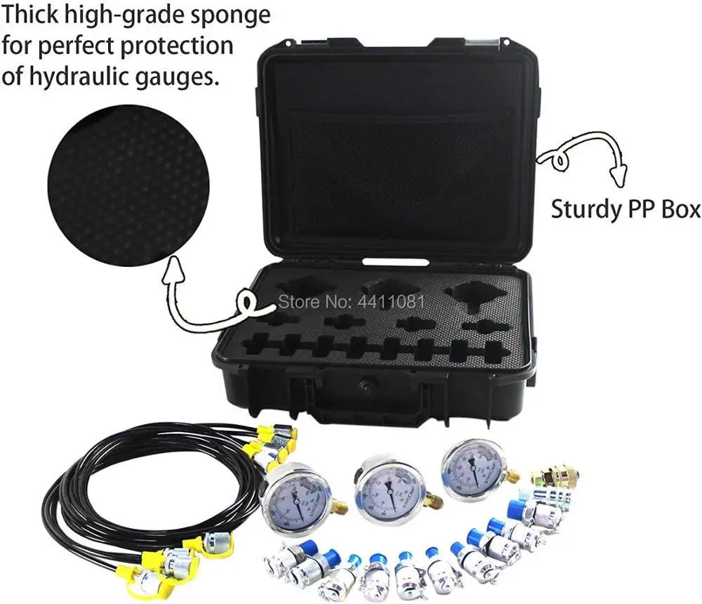 1set Hydraulic Test Gauge Kit for Excavators Pressure Gauges Kit Upgraded Version 25Mpa/40