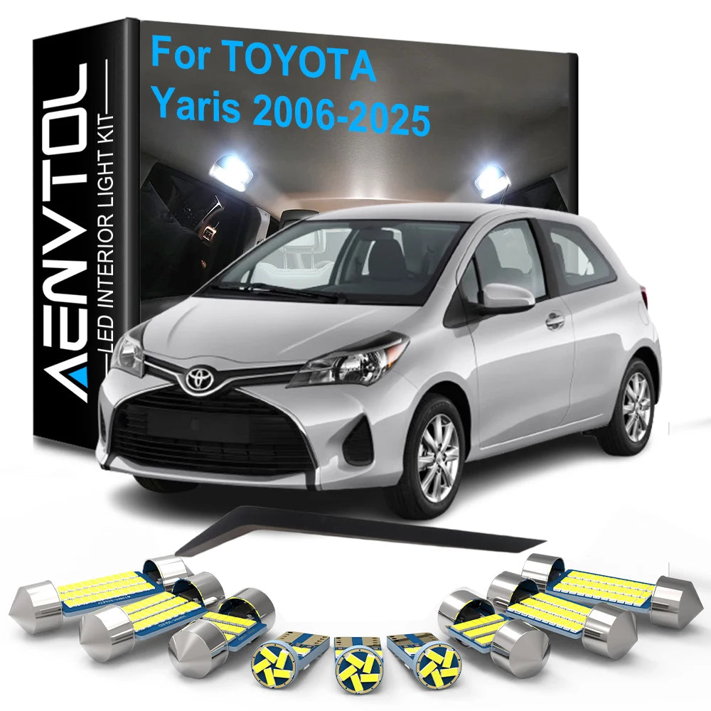 10-Piece LED Interior Light Kit for Toyota Yaris MK2 MK3 MK4 2006-2025 - Canbus Dome Map Door Trunk Bulbs | AUTOKITSHOP